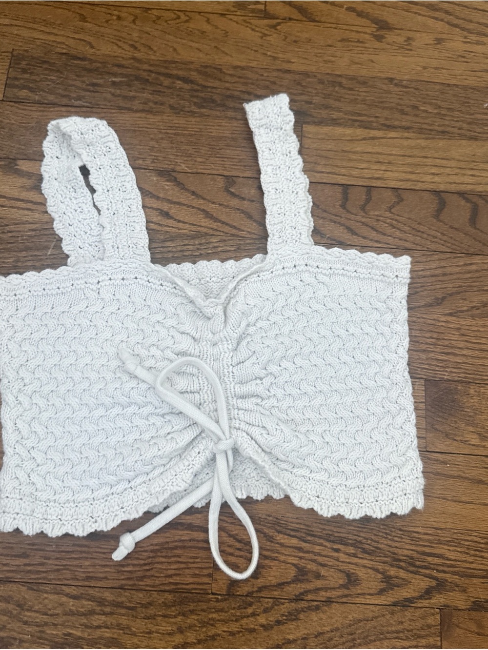 Hollister White Crochet Tie-Front Tank